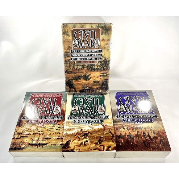 Vintage The Civil War A Narrative Complete 3 Volume 1986 Box Set Shelby Foote - Picture 1 of 16